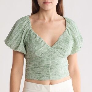 Lush Light Green Ruched Crop Top